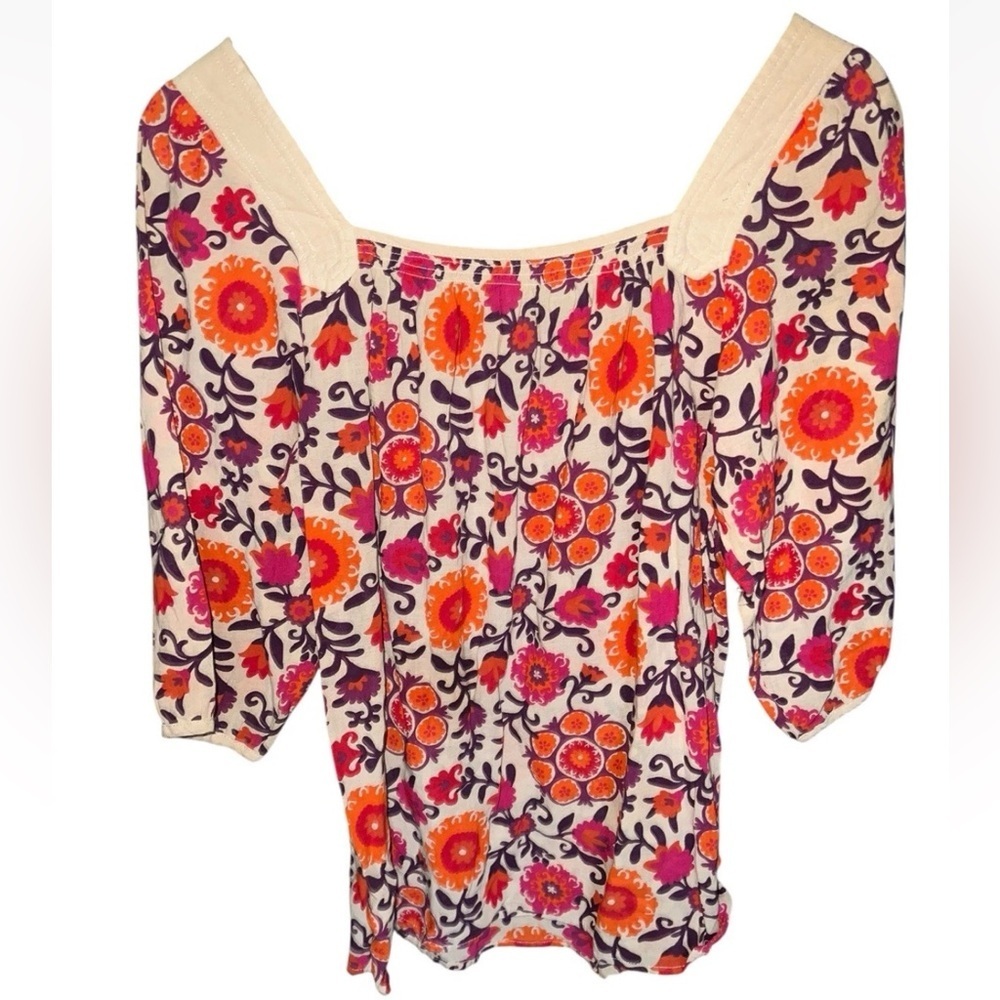 Old Navy Floral Flowered Hippie Blouse Cotton Top Shirt size XS